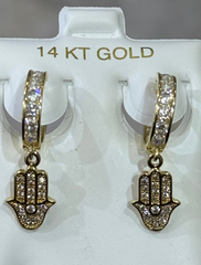 14k Hoop earrings with fatima hand