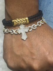 14k gold diamond bracelet cross