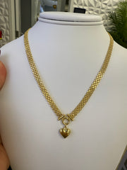 14k necklace choker with hanging hearth 17”