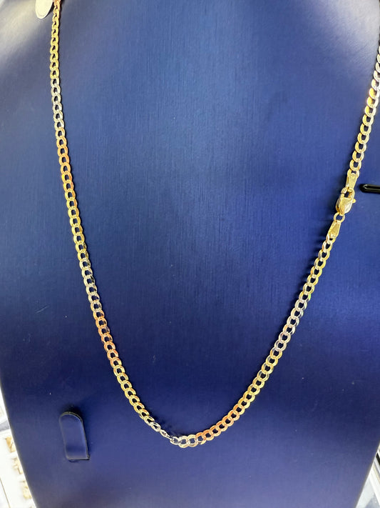 14k necklace 3 color Cuban style 20”