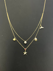 14k gold beach necklace with .16ct diamond