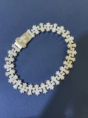 14k yellow gold Cross bracelet 8.2” 11mm