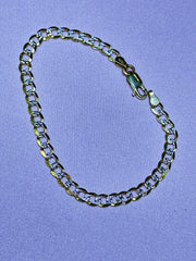 14k Cuban link white diamond cut bracelet