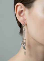 14k earing long 3 color tear drop shape