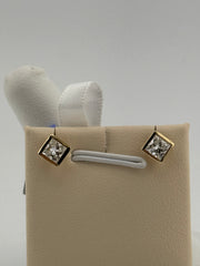 14k square diamond earring