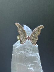 10k pink butterfly ring