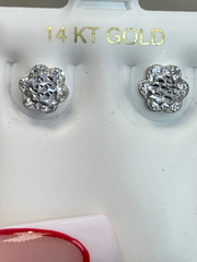 14k White gold flower earring