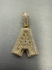 10k letter A pendant with stones