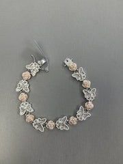 Silver moissante butterfly with roses bracelet 6.74ct