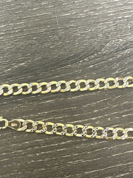 14k Necklace cuban style 22” hollow