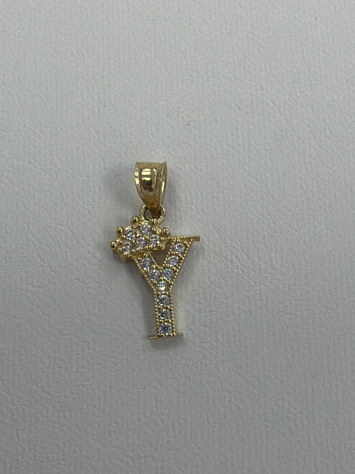 14k letter Y pendant with Cz’s stones