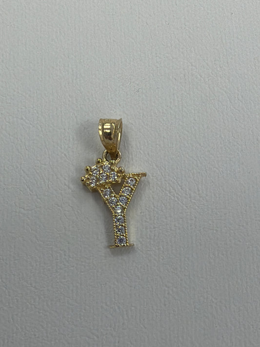 14k letter Y pendant with Cz’s stones