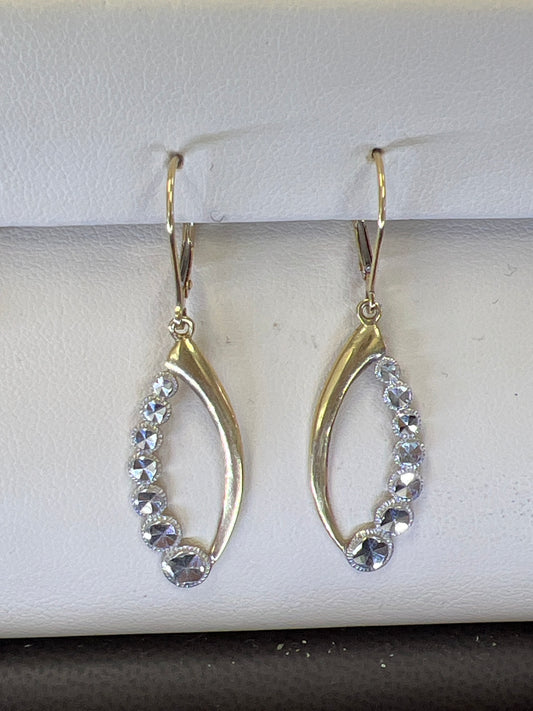 14k hanging oval earrings with stones
