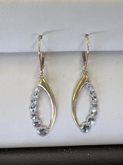 14k hanging oval earrings with stones
