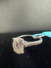 Sterling Silver oval Moissanite Ring 3.81ct