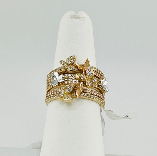 14k semanario ring with butterflies size 7
