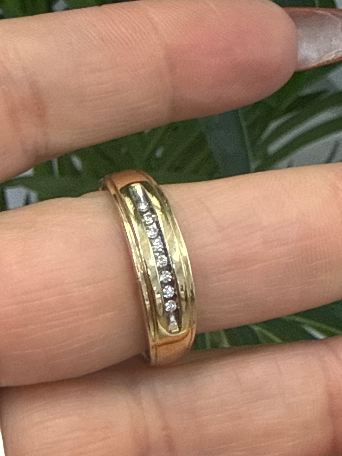 10k band aro 5mm with diamonds #8.5