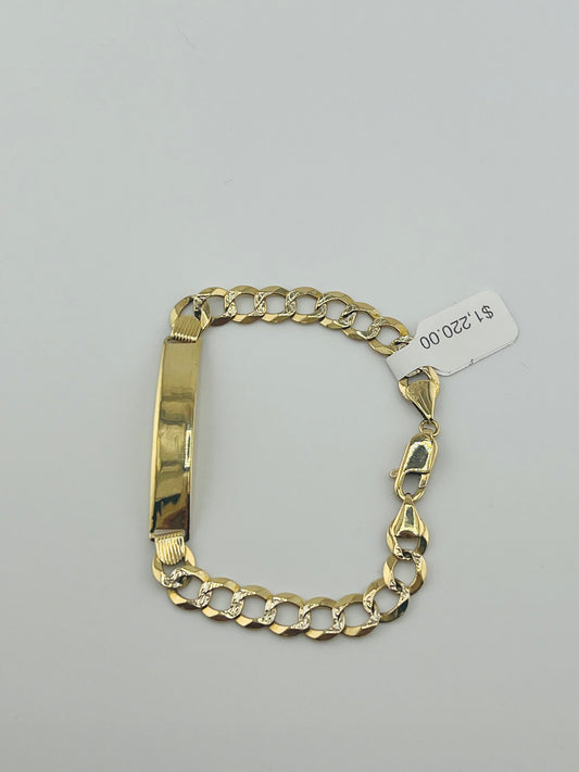 14k cuban link 13g ID plate yellow diamond cut 8” 8.5mm