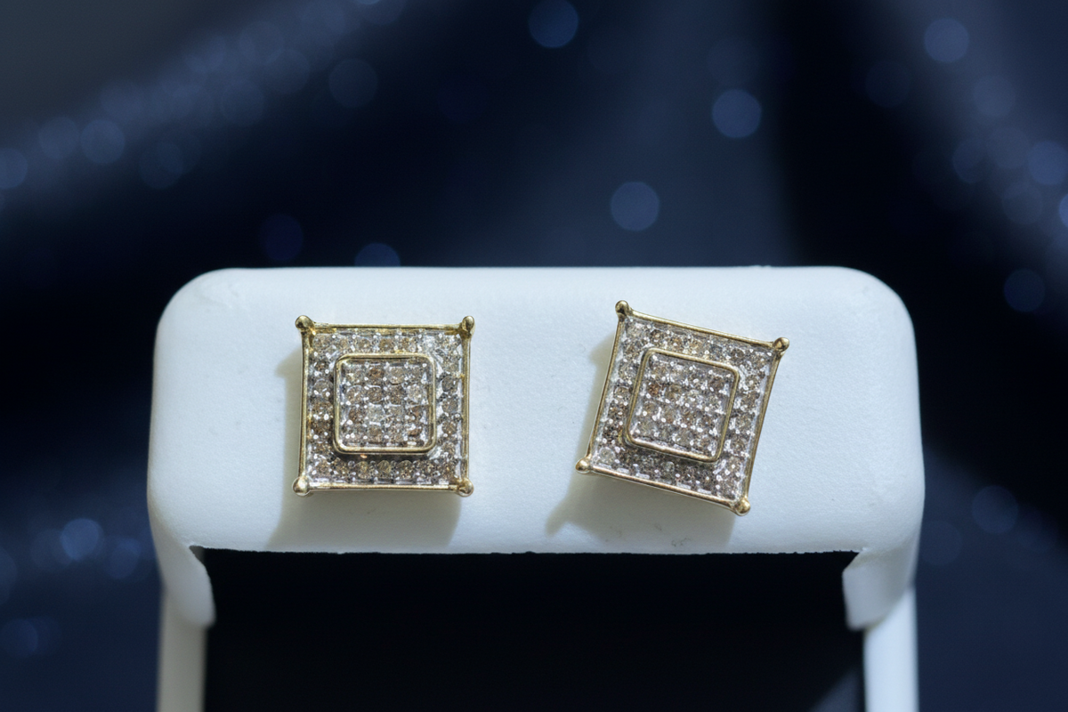 10k Square Diamond Earring 0.30ct