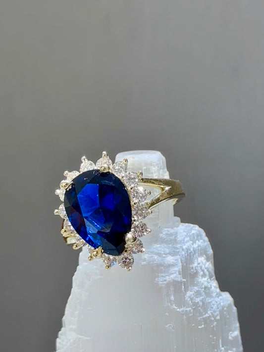 14k blue stone women ring