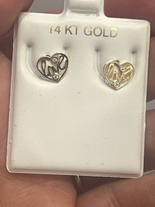 14k Baby and ladies heart love  earring