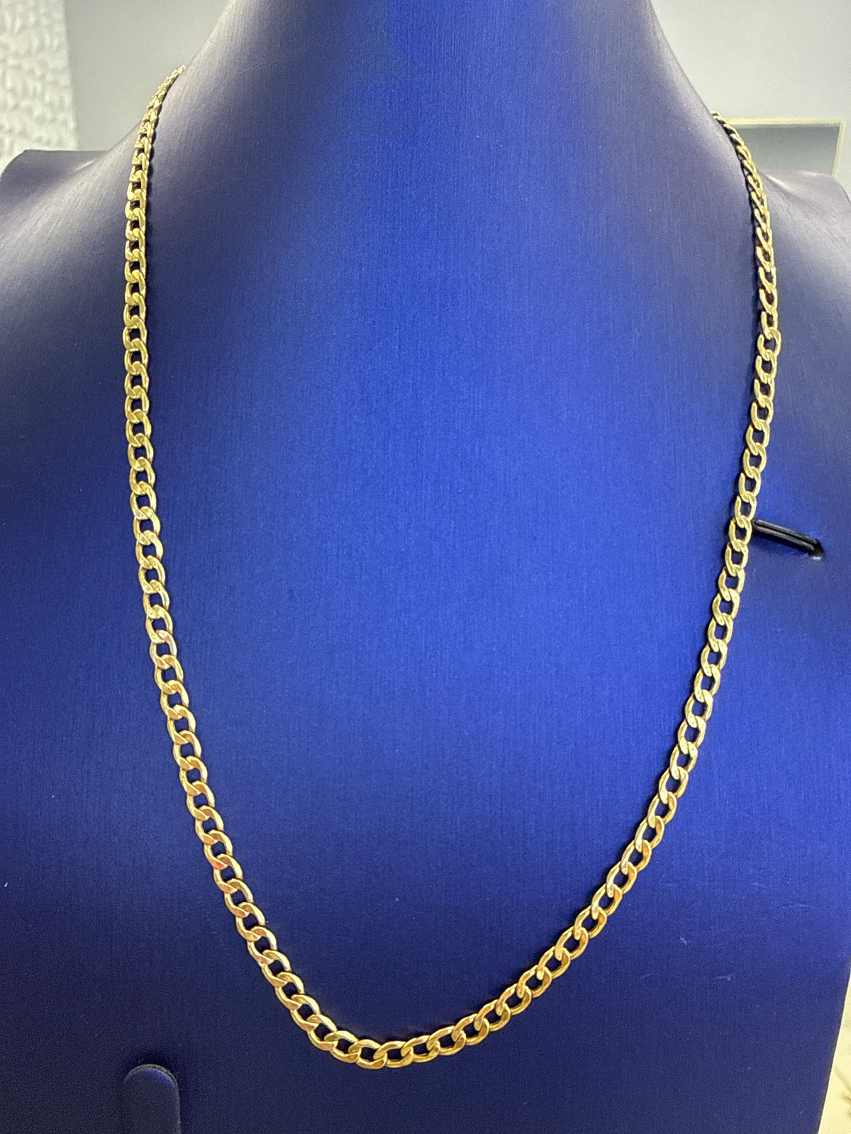 10k Necklace cuban plain gold style 20” semi solid 5.42g 4mm