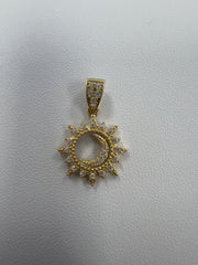 14k pendant moon in sun w/ stones