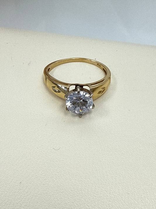 14k ring ladies engagement cz white gold