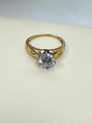 14k ring ladies engagement cz white gold
