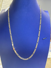 14k figaro necklace lain yellow solid gold 22” 13.26g 4.51g