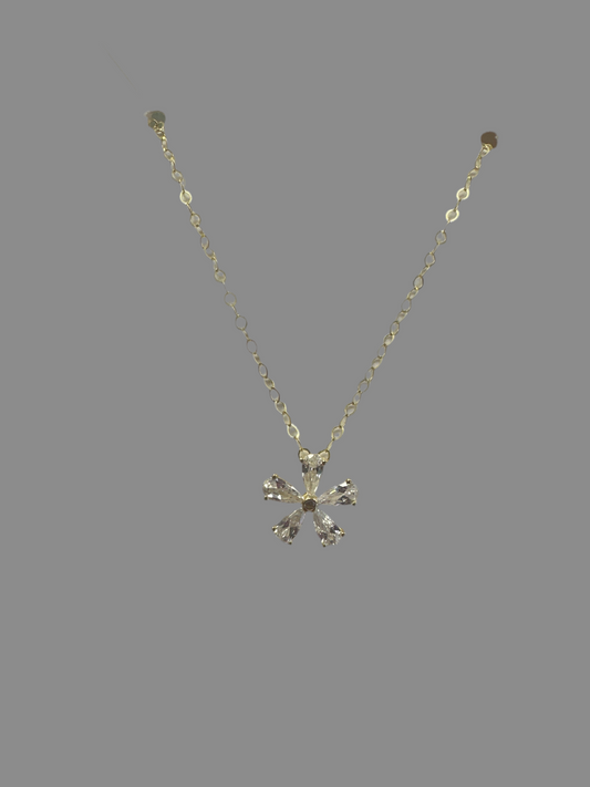 14k Necklace choker ladies flower