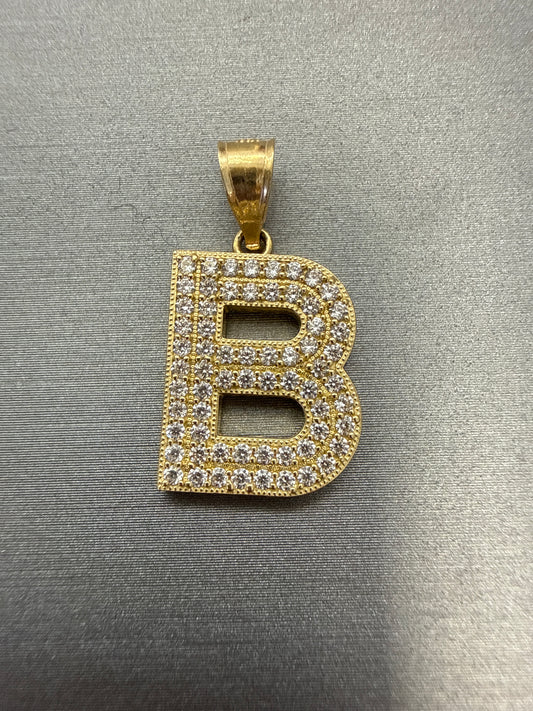 14k letter B pendant with  CZ’s stones 1.71g