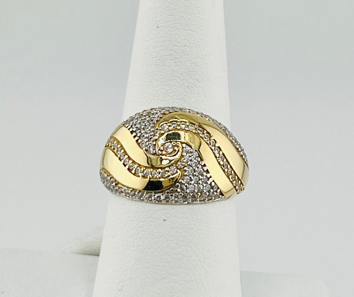14k wave ring with stones