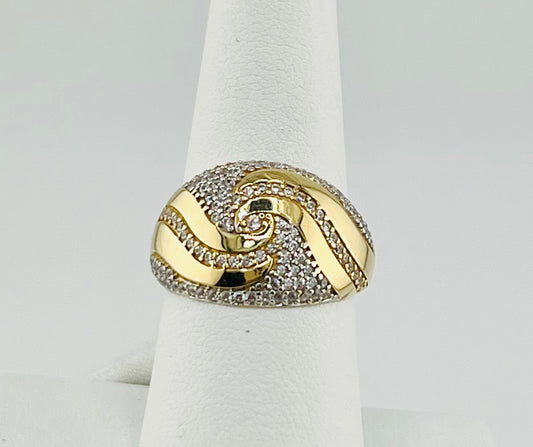 14k wave ring with stones