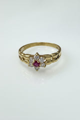 14k gold ring ladies flower