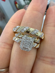 14k diamond .75ct trio set engagement rings wedding