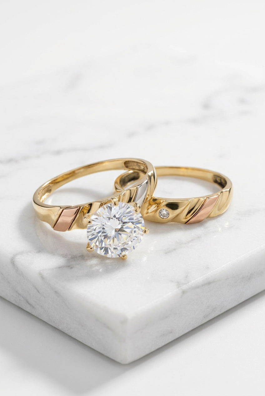 14k engagement duo rings