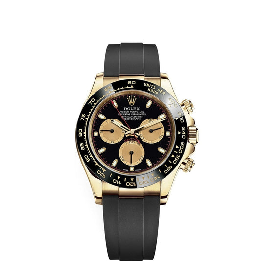 Rolex Daytona Cosmograph 40mm 2-Tone 18k Yellow Gold Oysterflex Black Dial & Bezel Paul Newman Watch 116518LN