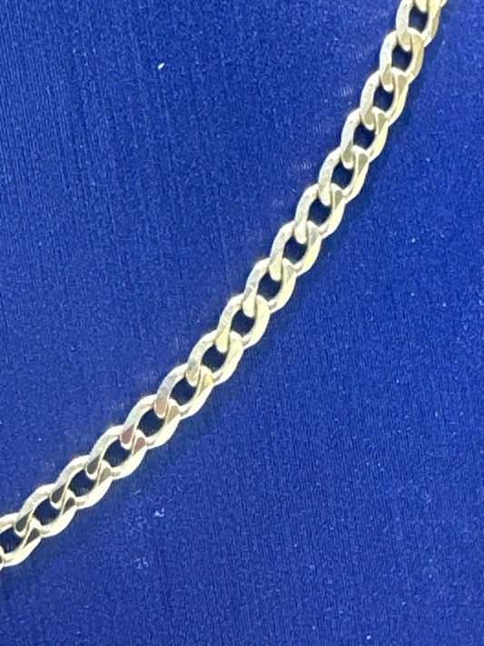 14k Necklace cuban style plain yellow solid gold chocker 16” 4 grams 2.4mm