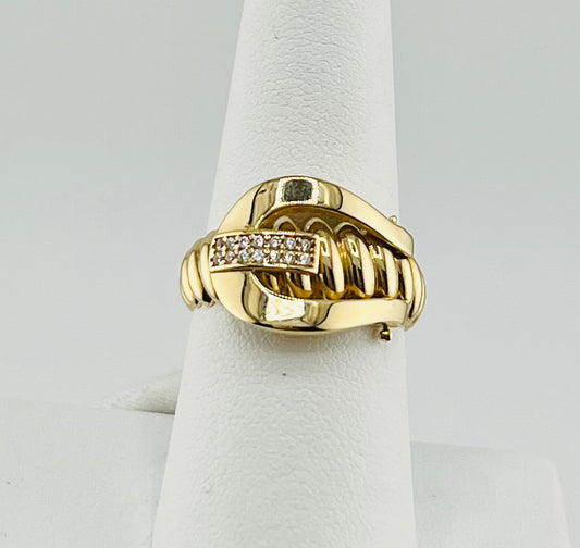 14k belt ring with stones