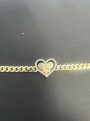14k heart quince (15) bracelet con piedras 6.96g