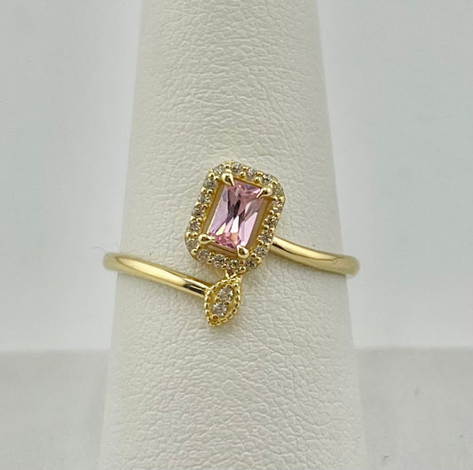 14k ring with big pink stone