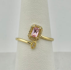 14k ring with big pink stone