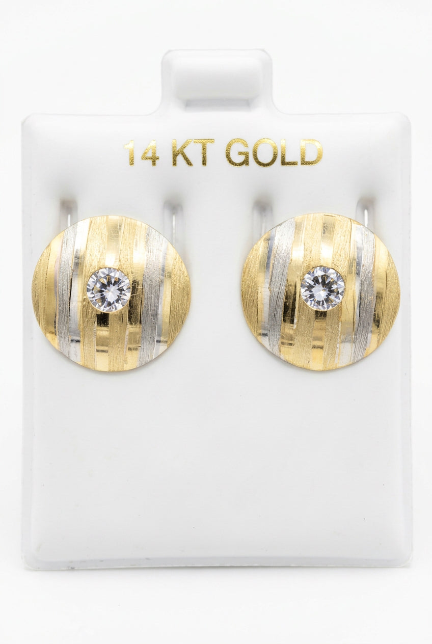 14k  Earring round 2 tones