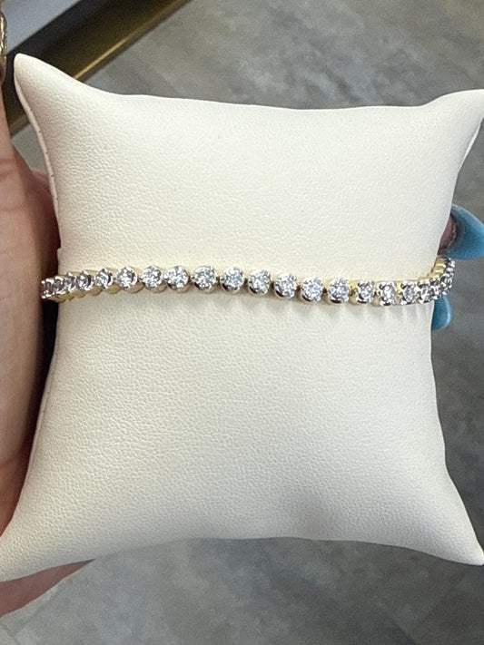 14k Bracelet yellow gold 3.00ct diamond bangle tennis