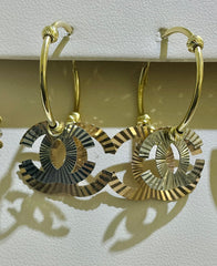 14k tri-colored CC earringS