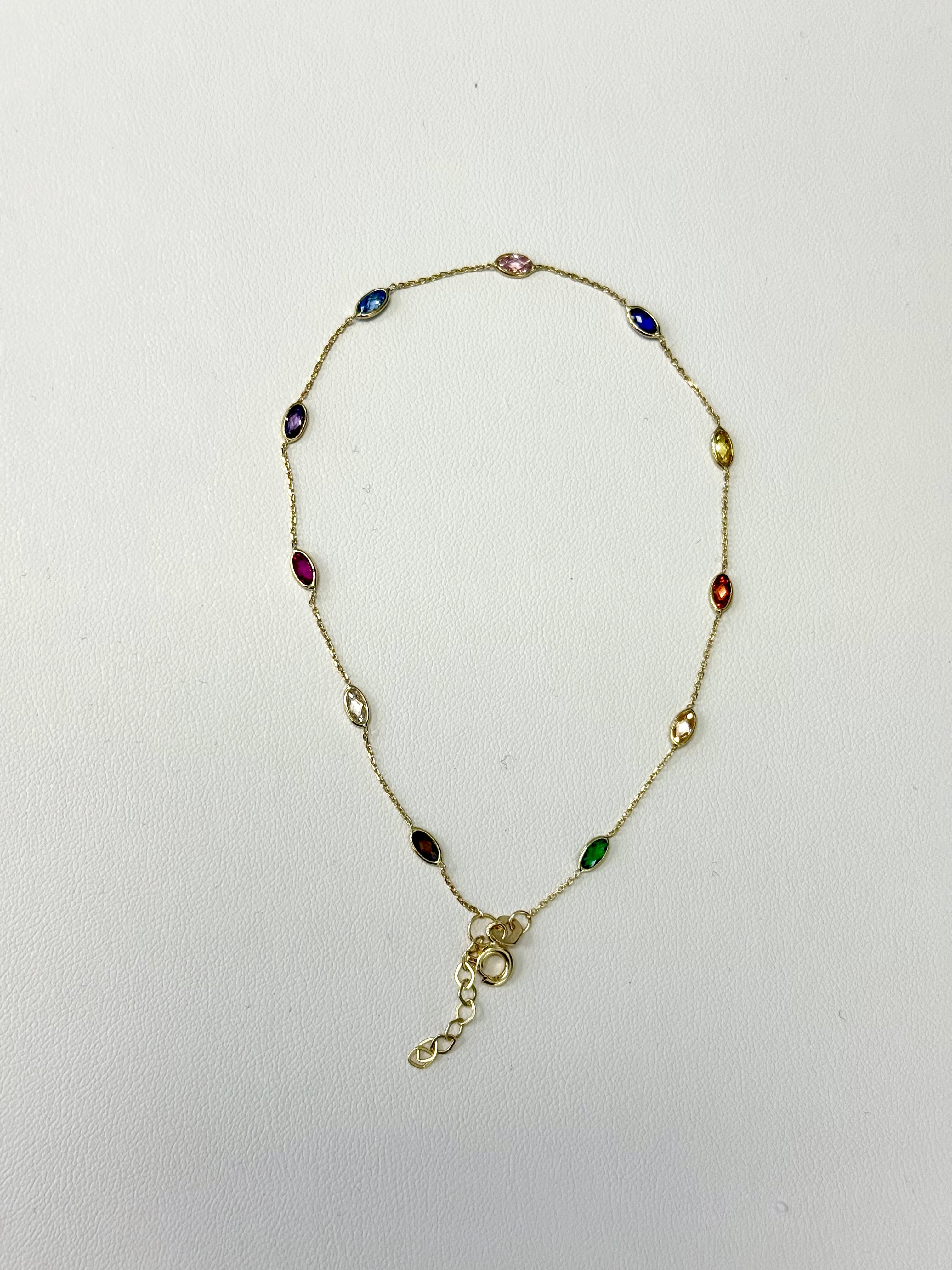 14k multi-color stone bracelet oval shaped stones