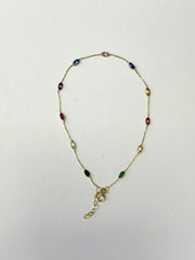 14k multi-color stone bracelet oval shaped stones