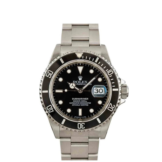 Rolex Submariner 40mm Date Black Dial & Bezel Stainless Steel Watch 16610T