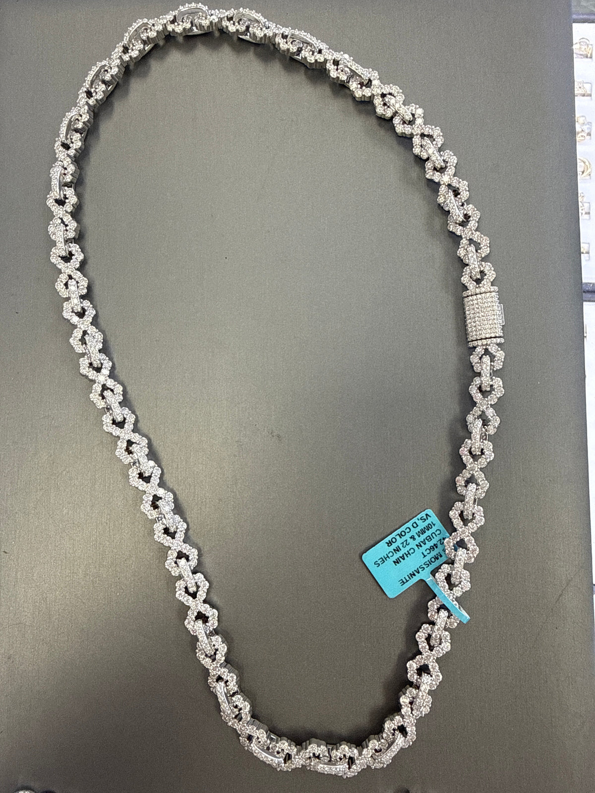 Silver 925 with Moissanite necklace 22” 10mm